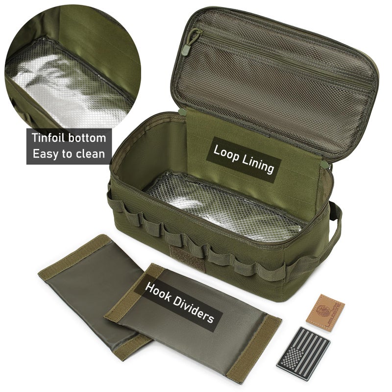 Lemubeane Tactical Camping Storage Bag 9L Tactical Utility Tote Bag Camping Cookware Organizer Trunk Organizer (Army Green) - Image 3