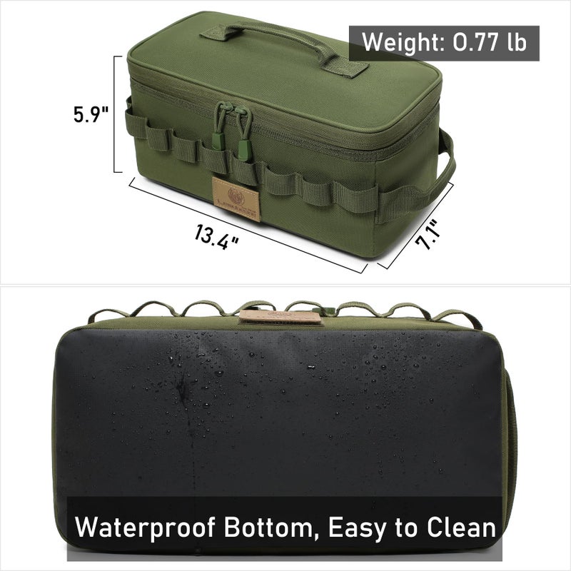 Lemubeane Tactical Camping Storage Bag 9L Tactical Utility Tote Bag Camping Cookware Organizer Trunk Organizer (Army Green) - Image 2