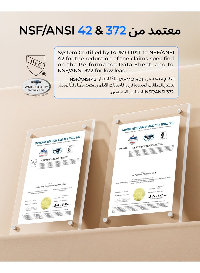 ووتر دروب فلتر مياه للحوض، منقي مياه للشرب، يقلل من الرصاص والكلور والطعم السيئ والروائح الكريهة، سهل التركيب، لا يتطلب ثقب، معتمد من NSF/ANSI 42، عمر افتراضي طويل 12 شهر، WD-UL12A - Image 2