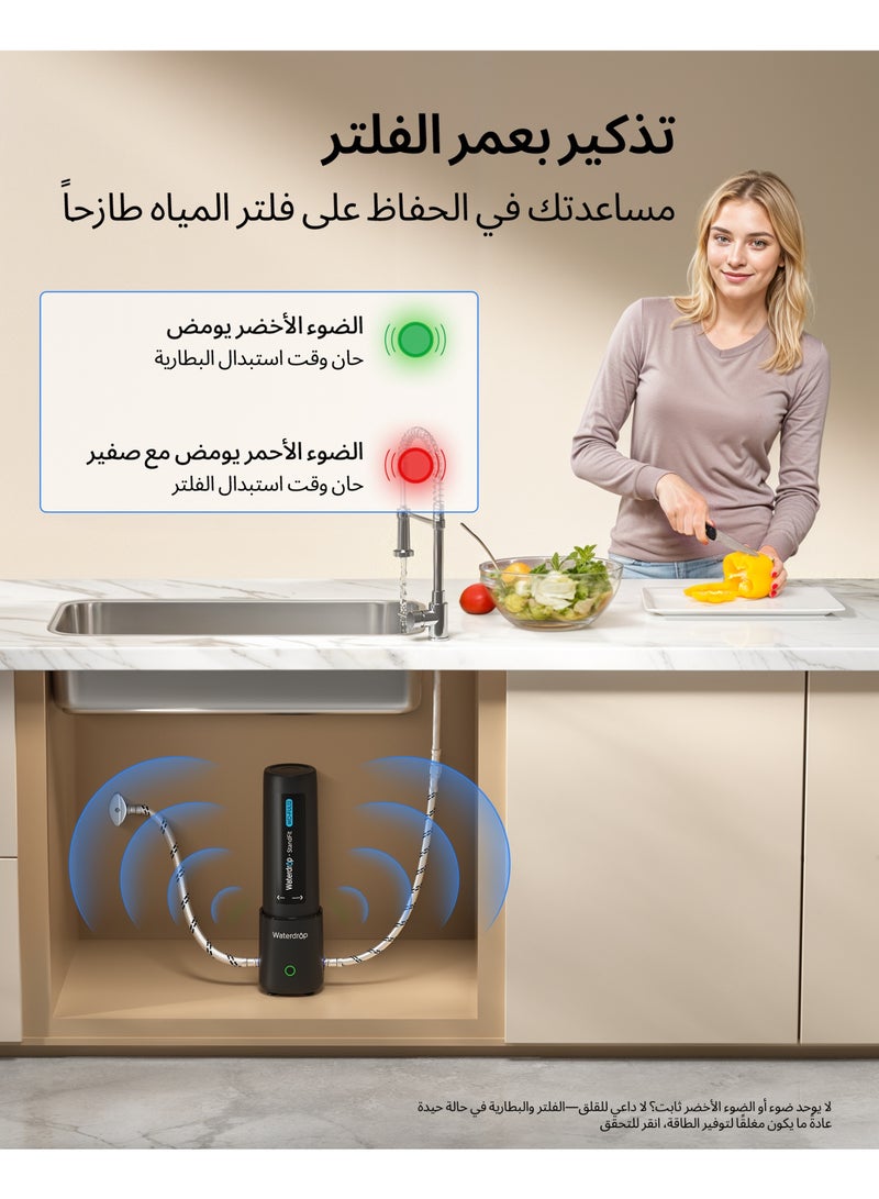 ووتر دروب فلتر مياه للحوض، منقي مياه للشرب، يقلل من الرصاص والكلور والطعم السيئ والروائح الكريهة، سهل التركيب، لا يتطلب ثقب، معتمد من NSF/ANSI 42، عمر افتراضي طويل 12 شهر، WD-UL12A - Image 5