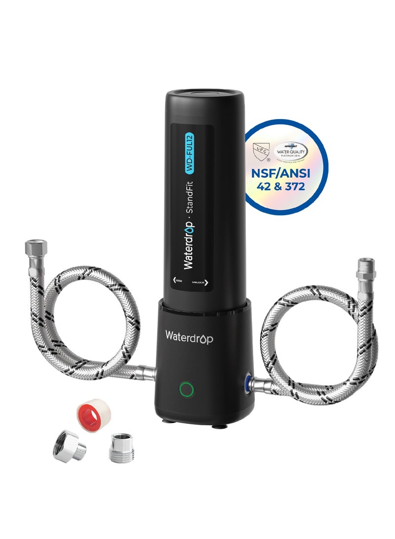 ووتر دروب فلتر مياه للحوض، منقي مياه للشرب، يقلل من الرصاص والكلور والطعم السيئ والروائح الكريهة، سهل التركيب، لا يتطلب ثقب، معتمد من NSF/ANSI 42، عمر افتراضي طويل 12 شهر، WD-UL12A - Image 1