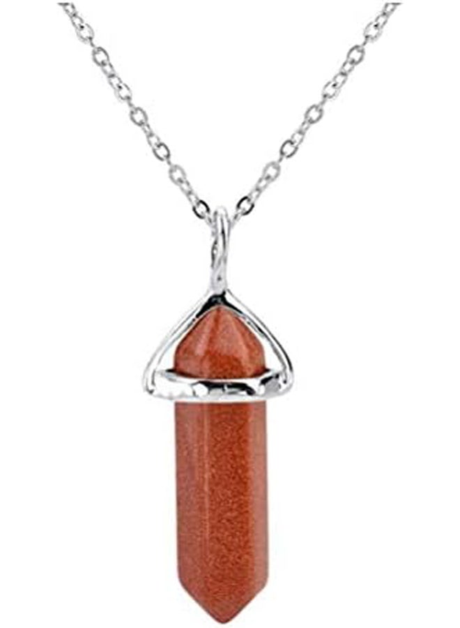 925 Silver Plated Chain With Natural Stone Pendant