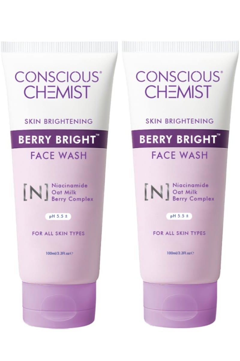كيميائي واعي مجموعة غسول الوجه لتفتيح المسام وتنقية المسام من شركة كونشس كيمست، مع مجموعة توفير فائقة مع النياسيناميد والتوت الأزرق 100 مل، عبوة من قطعتين - Image 1