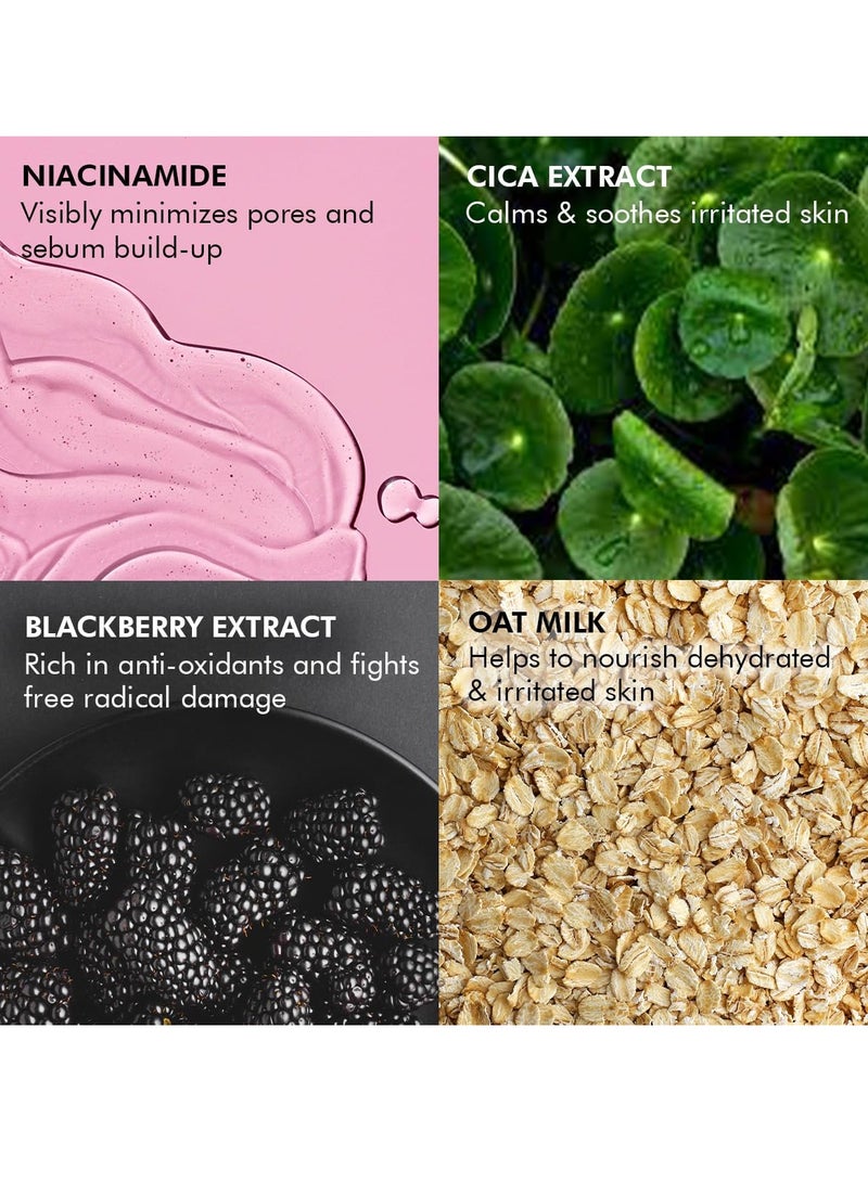 كيميائي واعي مجموعة غسول الوجه لتفتيح المسام وتنقية المسام من شركة كونشس كيمست، مع مجموعة توفير فائقة مع النياسيناميد والتوت الأزرق 100 مل، عبوة من قطعتين - Image 2