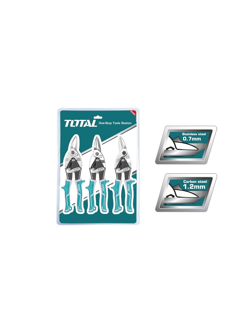 TOTAL MR LIGHT TOTAL Aviation Snip Set Unique Design Two Tone Soft Handle 3 Pcs Aviation snip LeftStraightRight THT520106K  - Image 2