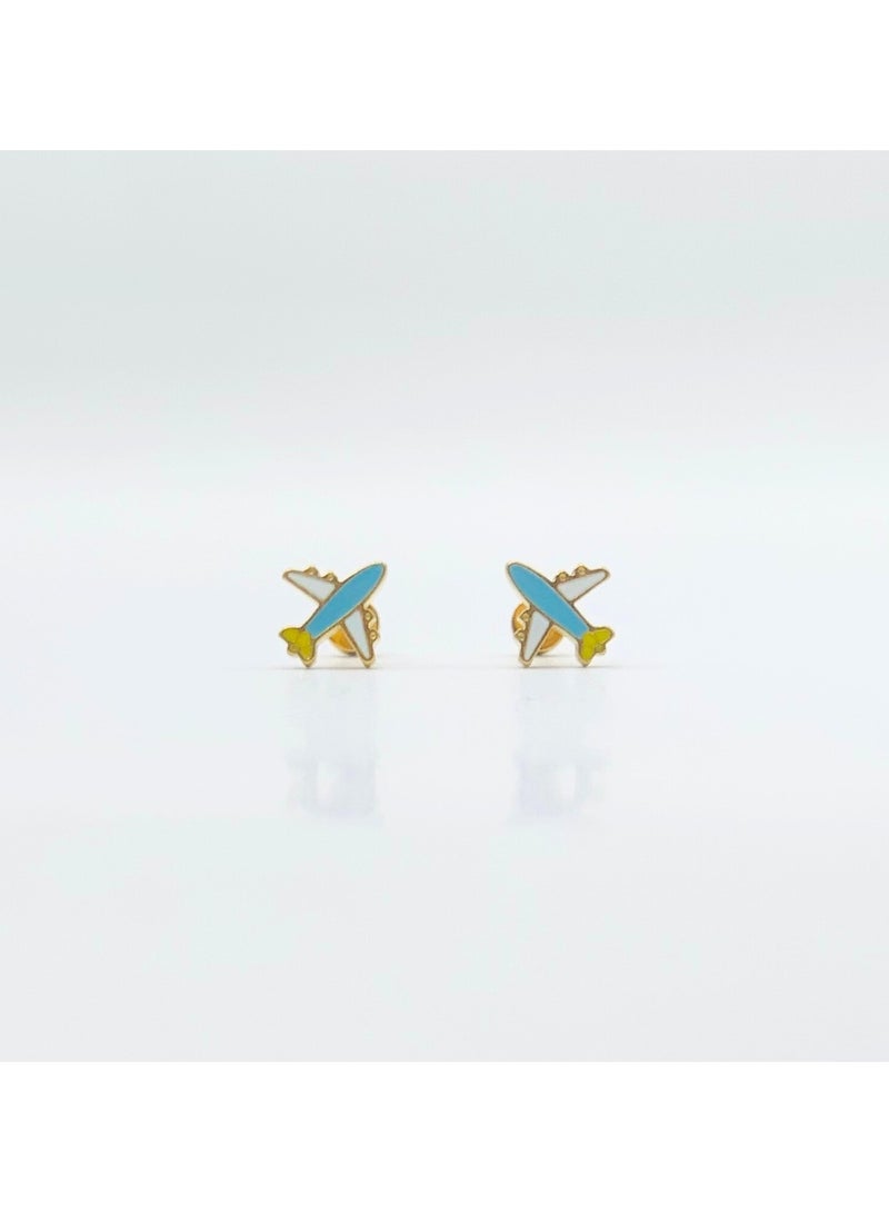 ايرس حلق على شكل طائرة للأطفال، مطلي بالذهب - Image 3