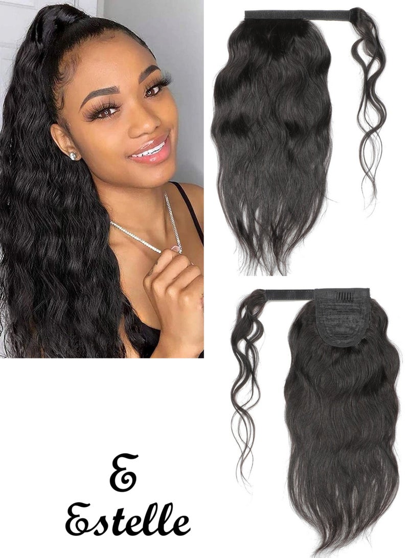 إستيل وصلات ذيل الحصان، وصلات ذيل الحصان بشعر طبيعي 100%، قطعة شعر حقيقية مع معجون سحري ومشط للنساء - Image 1