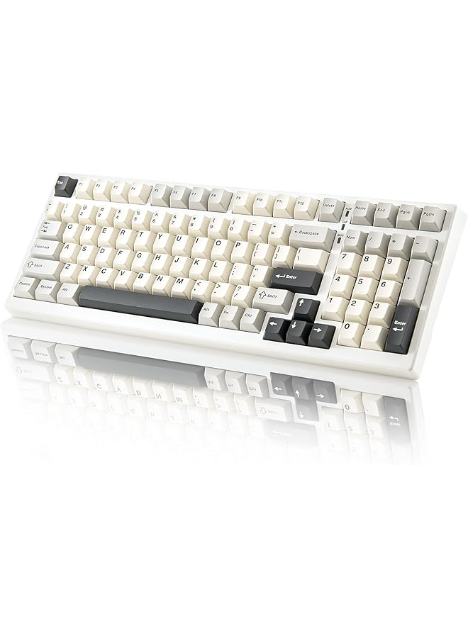 YUNZII Yz98 Gasket Mechanical Keyboard 99 Keys Hot Swap Bt5.0/2.4G/Usb C Wireless Gaming Keyboard Nkro 98% Layout With Rgb Led Backlight For Linux/Win/Mac (White Milk Switch)  - Image 1