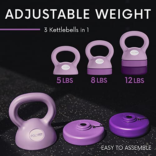 Polyfit Adjustable Kettlebell | 5 lb - 12 lb | Kettlebell Weights Set for Home Gym (PURPLE) - Image 2