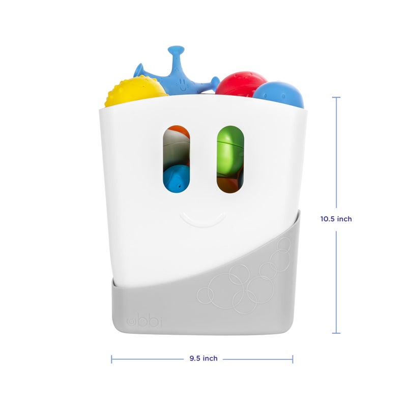 ubbi Ubbi Freestanding Bath Toy Organizer Bath Caddy with Removable Drying Rack Bin and Scoop for Toddlers and Baby, Gray  - Image 2