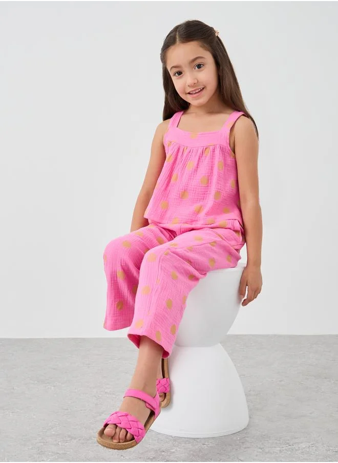 Styli Styli Printed Strappy Top and Pants Set