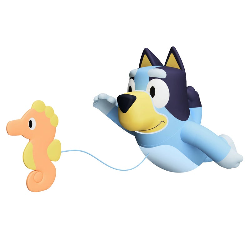 TOMY لعبة السباحة الزرقاء من تومي تووميز - ألعاب بلوى تتضمن فرس البحر القابل للسحب وتسبح على الظهر أو البطن - ألعاب حمام أو شاطئ أو مسبح للأطفال من عمر 18 شهرًا وما فوق - Image 2