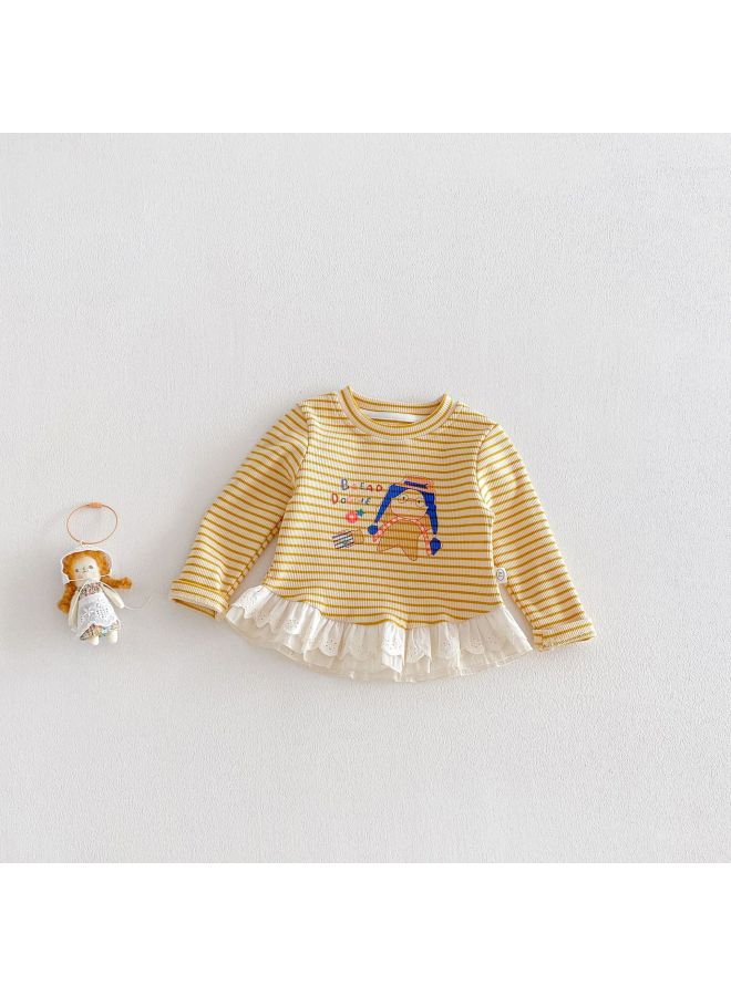 Girls' Cute Cartoon T-shirt 2026 New Spring Baby Korean Style Letter Print Base Layer Children's Spring Fashion Trend