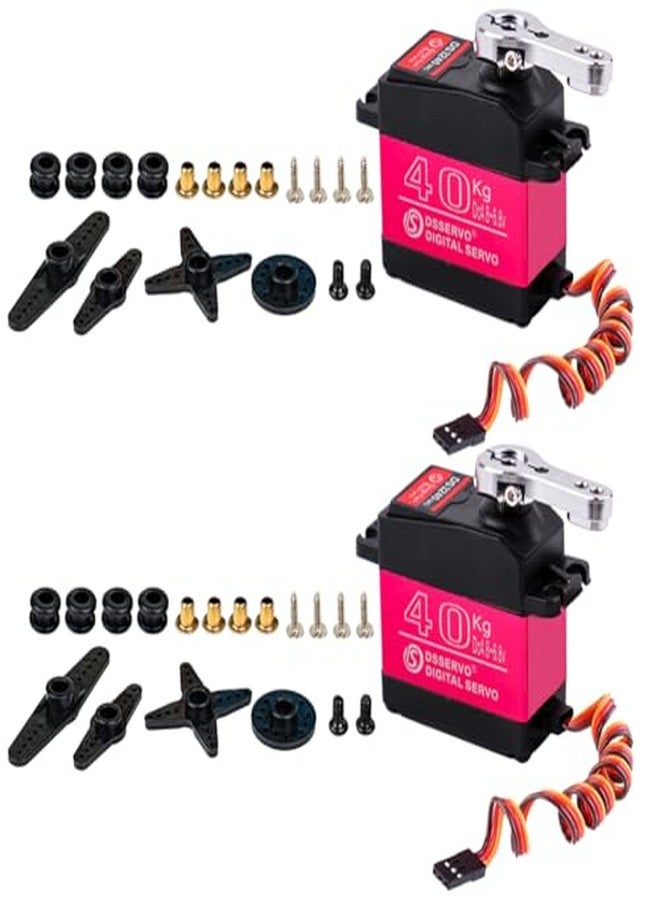 Stemedu 40KG RC Servo High Torque Digital Servo All Metal Gear Steering for 1/8, 1/10, 1/12 RC Car Crawler Robot (Control Angle 270°, Pack of 2) - Image 1