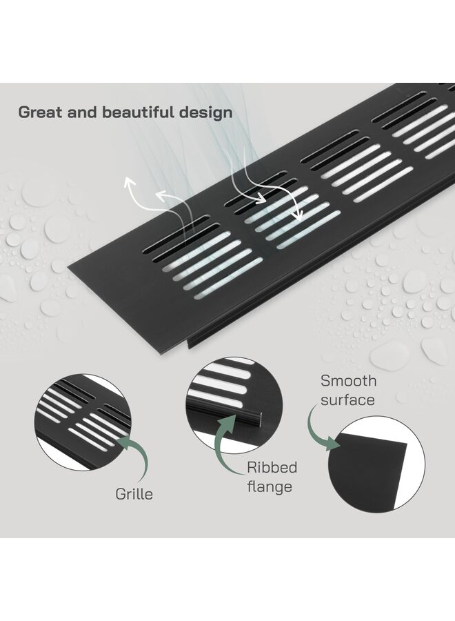 غطاء فتحة تهوية مستطيل من سبائك الألومنيوم T4pcs غطاء فتحة تهوية مزود بفتحات تهوية لخزانة الملابس وخزانة الأحذية (المقاس: 80 × 400 مم) - Image 2