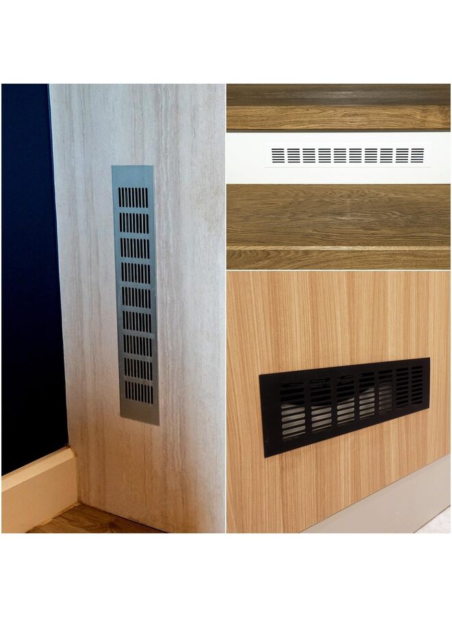 غطاء فتحة تهوية مستطيل من سبائك الألومنيوم T4pcs غطاء فتحة تهوية مزود بفتحات تهوية لخزانة الملابس وخزانة الأحذية (المقاس: 80 × 400 مم) - Image 3