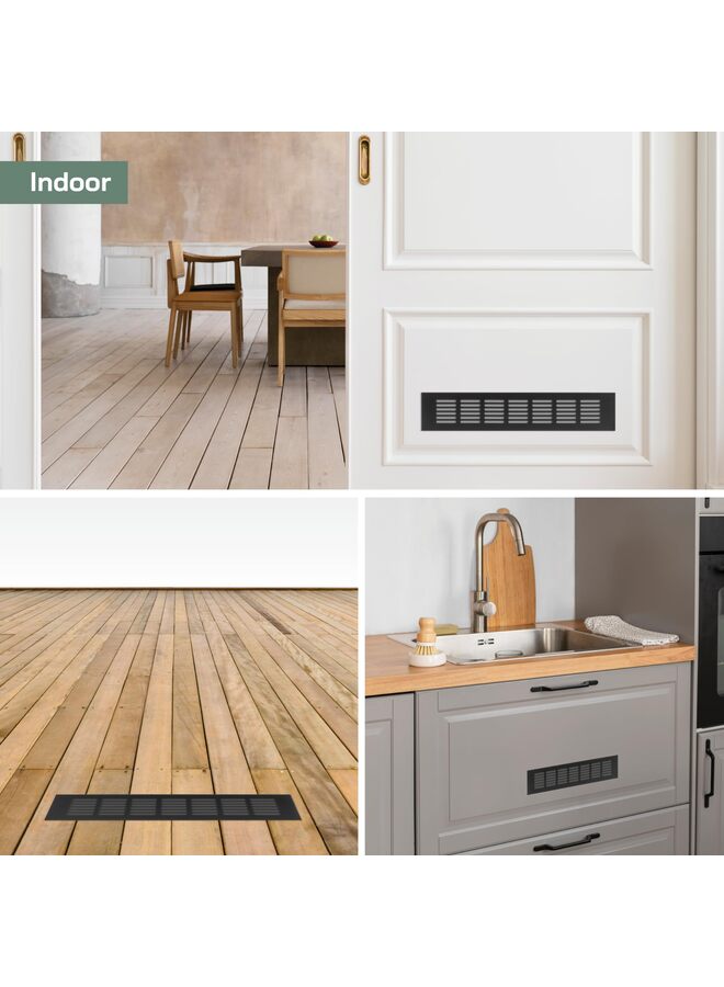 غطاء فتحة تهوية مستطيل من سبائك الألومنيوم T4pcs غطاء فتحة تهوية مزود بفتحات تهوية لخزانة الملابس وخزانة الأحذية (المقاس: 80 × 400 مم) - Image 5