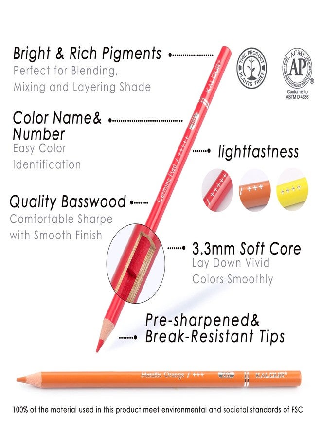 KALOUR 72 Colored Pencils for Adult Coloring Book,With Coloring Book,Zipper Slot Pencil Case,with Sharpener,Soft Core,7 Metallic Color,Ideal for Layering Blending,for Artists Beginners Kids(Pink) - Image 2