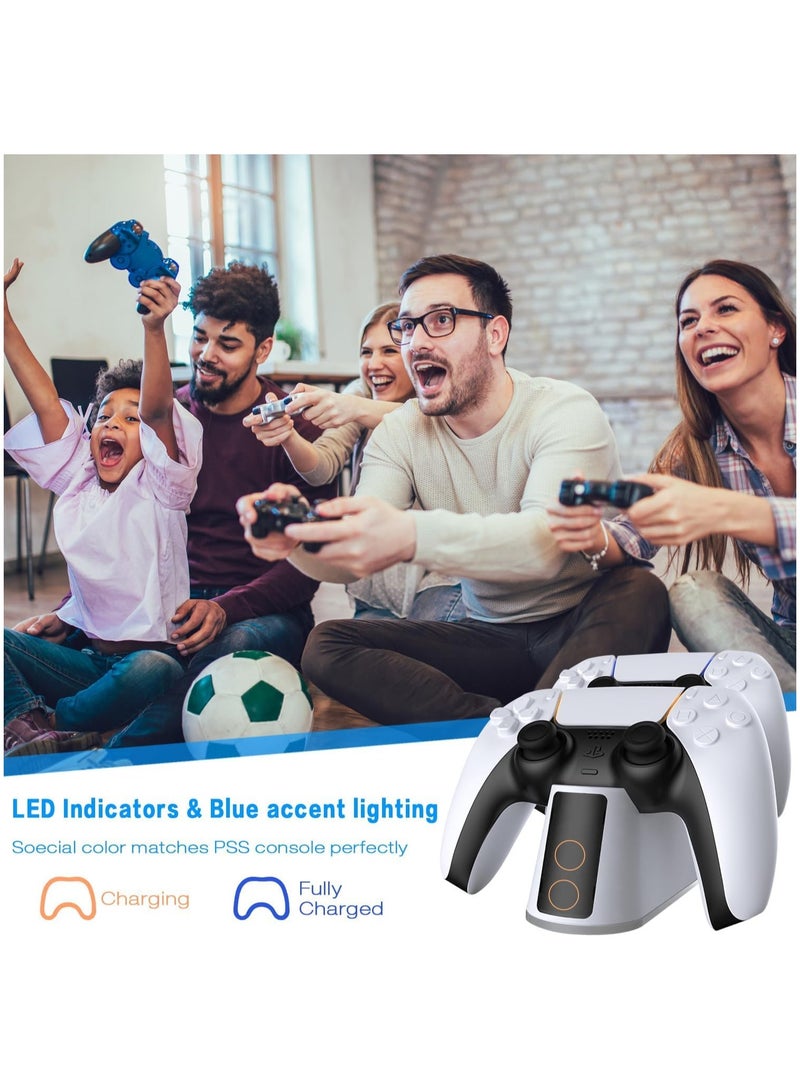 ياكيتر شاحن سريع لوحدة تحكم Sony PS5 مع ضوء RGB قابل للتعديل وقاعدة شحن ذكية وحماية آمنة ومؤشر LED تصميم النقر لوحدة تحكم Playstation 5 للاستخدام اليومي والهدايا واللعب المنزلي والخارجي - Image 3