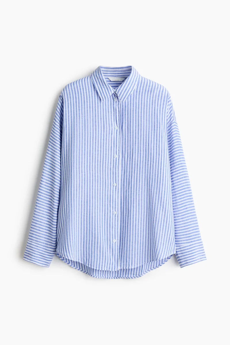 H&M Dolman-sleeved linen-blend shirt