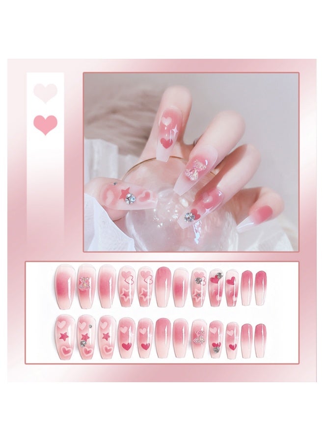 24 قطعة من الأظافر الصناعية القابلة للإزالة مجموعة أظافر صناعية فن الأظافر نصائح العناية بالأظافر - Image 3