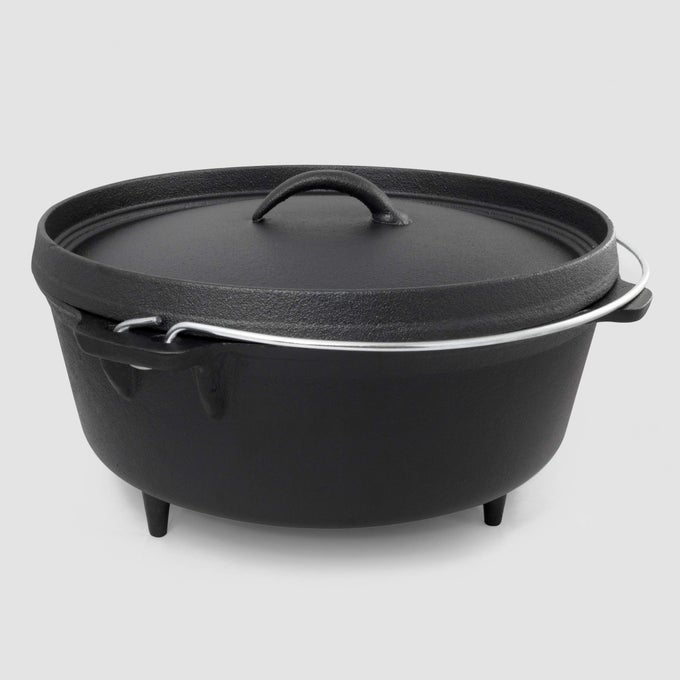 WHANDLE LEG BASE OIL SEASONED COOKING POT PERFECT FOR OUTDOOR KITCHEN CAMPING DUTCH OVEN CAMPER 6 QT CAST IRON BLACK