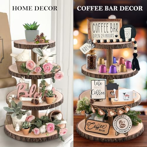 GrnVibe Cupcake Stand Wood Dessert Stands 4 Tier Cupcake Tower Large Cupcake Display Stand Rustic Cupcake Tier Stand for Woodland Baby Shower Decorations/Wedding/Birthday/Party/Farmhouse Decor - Image 4