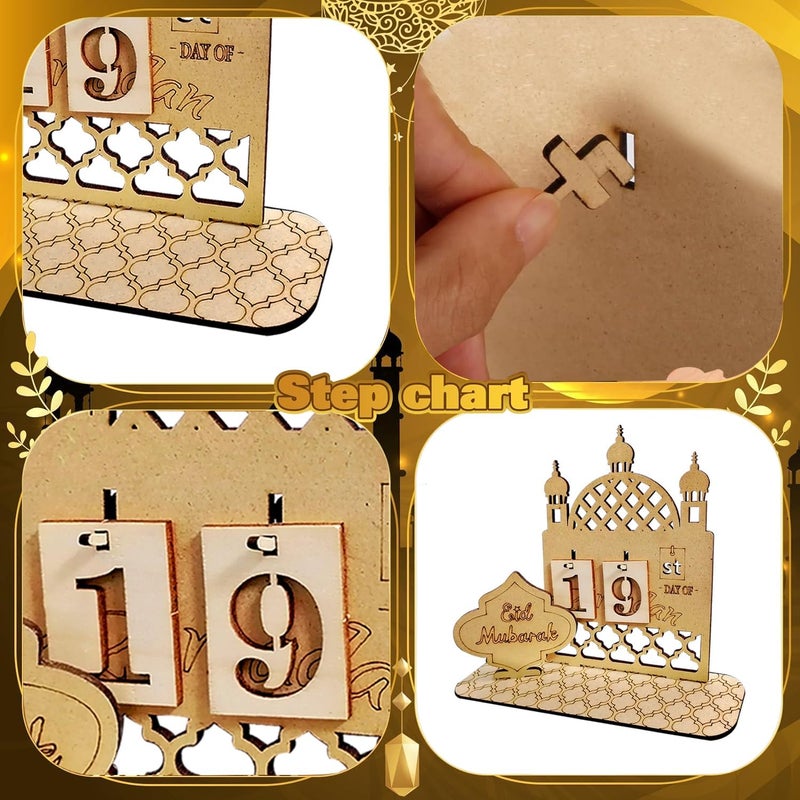 يولتي تقويم رمضان التنازلي، زينة رمضان، تقويمات العد التنازلي الخشبية، تقويم رمضان للمنزل، زينة رمضان، هدية رمضان - Image 3