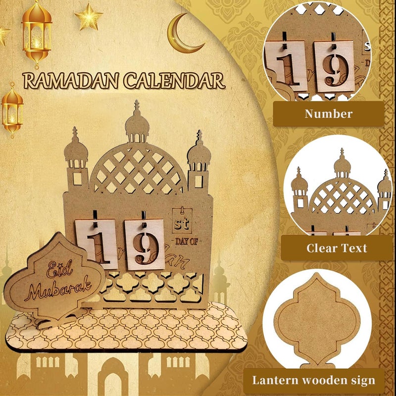 يولتي تقويم رمضان التنازلي، زينة رمضان، تقويمات العد التنازلي الخشبية، تقويم رمضان للمنزل، زينة رمضان، هدية رمضان - Image 2
