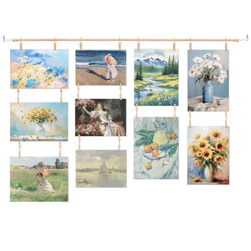 EOKPHULL Hanging Photo Display with Clips, Room Wall Decor Wall Art Display for Artwork, Photo Wall Pictures Display Christmas Card Holder - Image 1