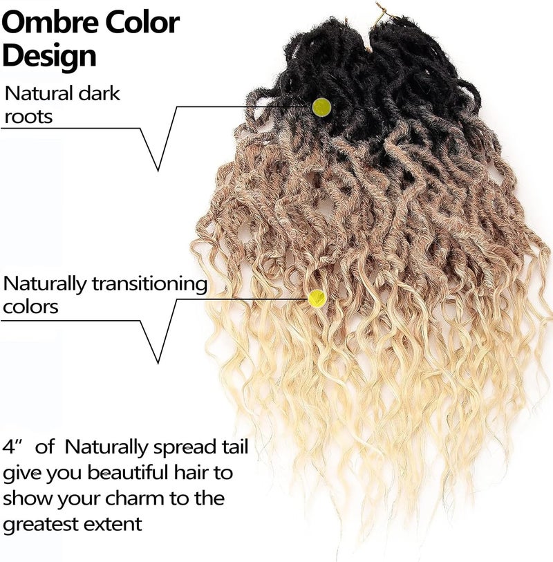 SuyiIRL Wavy Faux Locs Crochet Braid Hair Bohemian Locs 24 Inches Synthetic Dreads Ombre Braiding Hair Afro Dreadlock (24", 1b/27/613) - Image 2