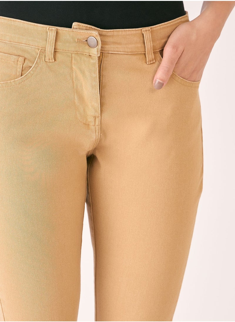 Salt Attire Women's Mid Rise Slim Fit Trousers with Elegant Fly Front Zip Closure and Pockets Perfectly Tailored Pants for Professional and Everyday Style  - Image 4
