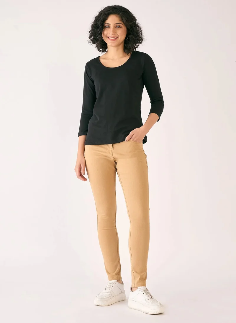 Salt Attire Women's Mid Rise Slim Fit Trousers with Elegant Fly Front Zip Closure and Pockets Perfectly Tailored Pants for Professional and Everyday Style
