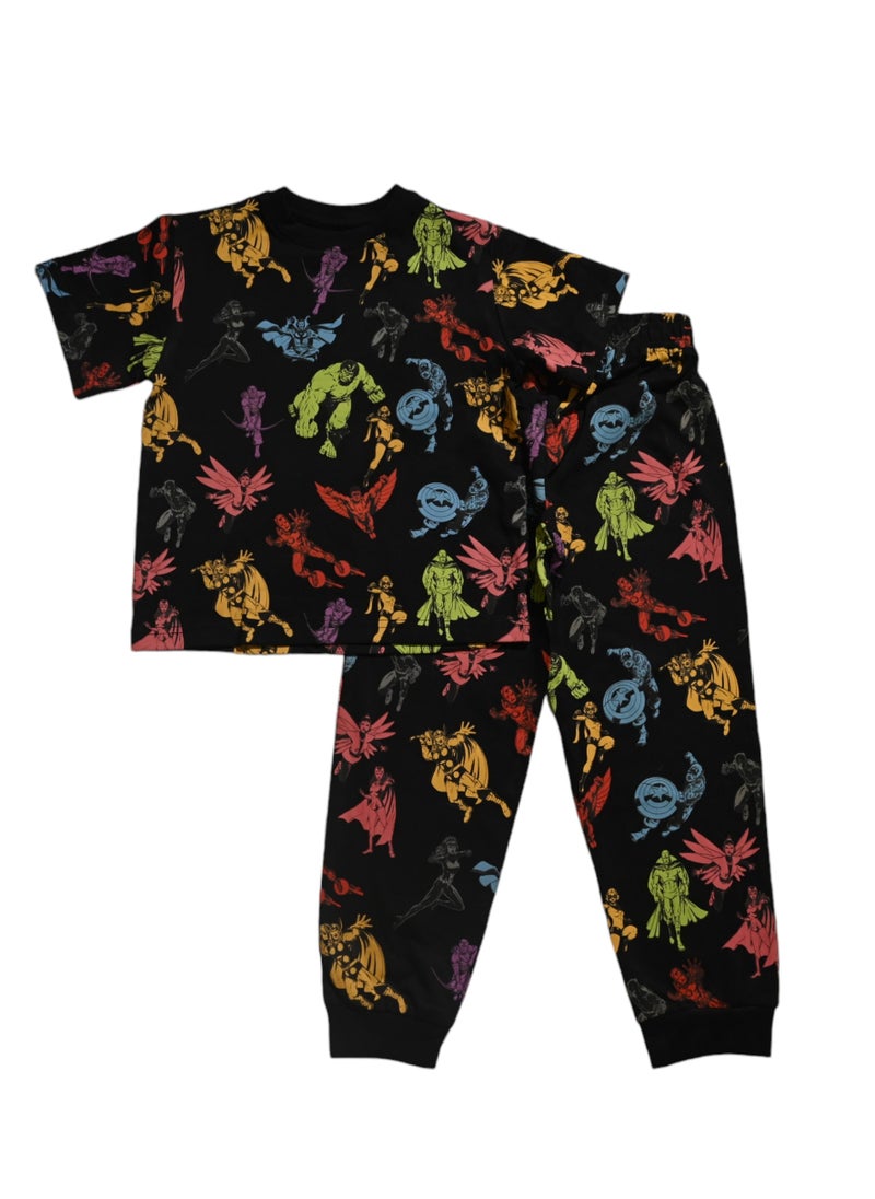 AVENGERS Avengers Printed Superhero Pajama Set, 100% Cotton, Multicolour  - Image 1