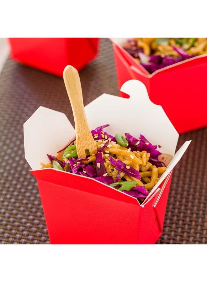 Restaurantware 8 Ounce Noodle Take Out Boxes, 200 Disposable Food To Go Boxes - Tab-Lock, Stackable, Red Paper Take Home Boxes, Greaseproof, For Restaurants, Catering, And Parties  - Image 3
