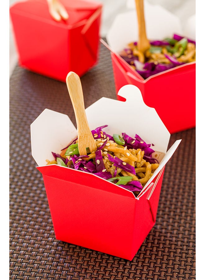 Restaurantware 8 Ounce Noodle Take Out Boxes, 200 Disposable Food To Go Boxes - Tab-Lock, Stackable, Red Paper Take Home Boxes, Greaseproof, For Restaurants, Catering, And Parties  - Image 5