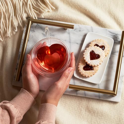 Pinky Up Kendall Heart Shaped Glass Tea Cups with Handle, Double Walled Coffee Mugs, Drinking Glasses for Hot Chocolate Milk, Latte, Eggnog, Cocktails, Mocktails, Smoothies, Home Kitchen 8 oz Set of 1 - Image 5