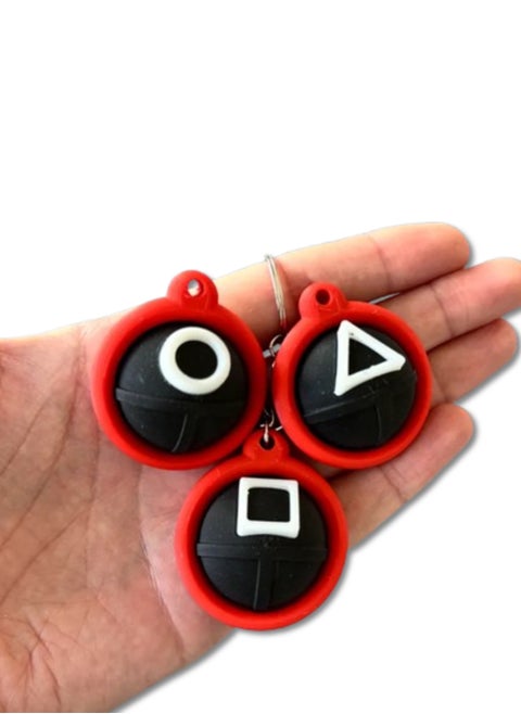 3PCs Squid Game Keychains - Geometric Guards