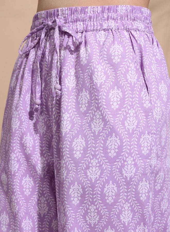 Tokyo Talkies All-Over Print Round Neck Balloon Sleeve Crop Top with Trousers Co-Ords - Image 5