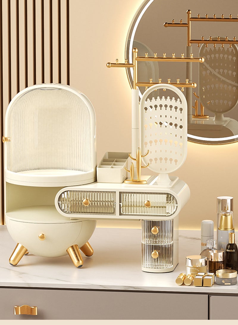 Sharpdo Cosmetic Storage Box, Desktop Dressing Table Jewelry Mirror, Integrated Large-capacity Cosmetics Display Cabinet, Scalable Adjustment - Image 4