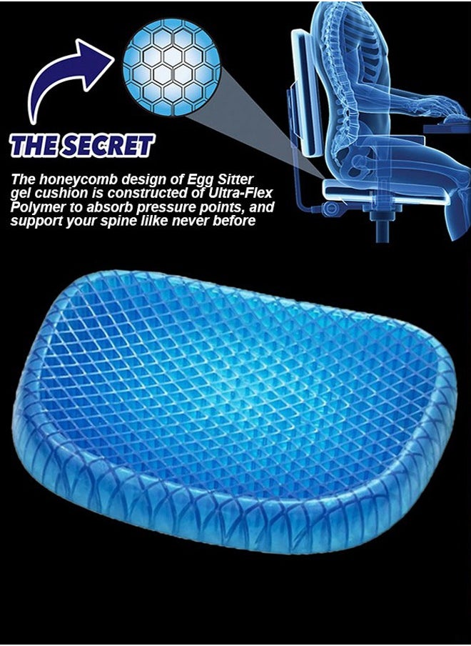 Generic - Egg Sitter Orthopaedics Seat Gel Pad Cushion With Non-Slip Cover Cool Breathable Honeycomb Design Absorbs Pressure Points For Home Car Office Chair Relief Long Sitting Hip Back Waist Spinal Pain - Image 1