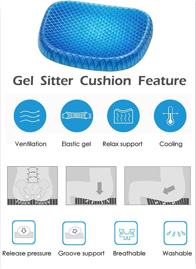 Generic - Egg Sitter Orthopaedics Seat Gel Pad Cushion With Non-Slip Cover Cool Breathable Honeycomb Design Absorbs Pressure Points For Home Car Office Chair Relief Long Sitting Hip Back Waist Spinal Pain - Image 1