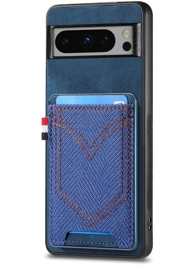 General Case Compatible with Google Pixel 8 Pro Luxury Leather with Credit-Card Holder, [Support Magnetic Car Holder] Phone Case Soft Silicone Back Cover for Pixel 8 Pro  - Image 1