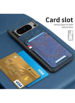 General Case Compatible with Google Pixel 8 Pro Luxury Leather with Credit-Card Holder, [Support Magnetic Car Holder] Phone Case Soft Silicone Back Cover for Pixel 8 Pro  - Image 2