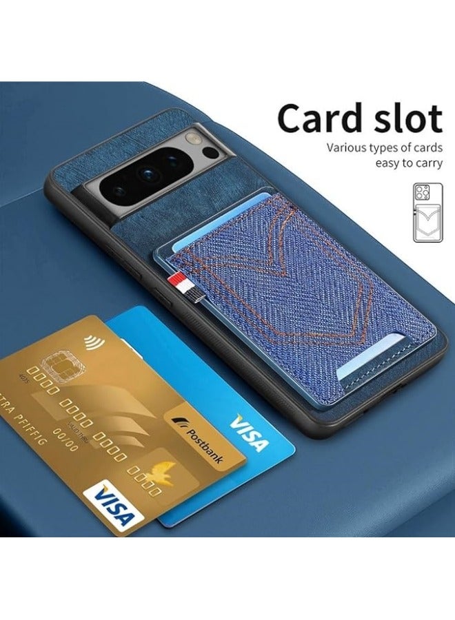 General Case Compatible with Google Pixel 8 Pro Luxury Leather with Credit-Card Holder, [Support Magnetic Car Holder] Phone Case Soft Silicone Back Cover for Pixel 8 Pro  - Image 2