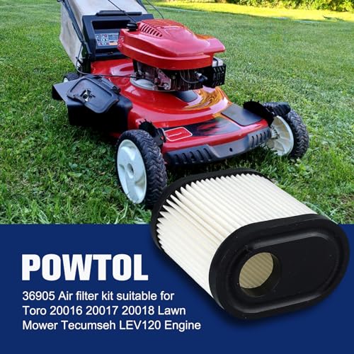 Powtol 36905 Air Filter for Toro Recycler 22 GTS 6.5HP 20016 20017 20018 Lawn Mower Tecumseh 751-11122 LV195EA with RJ19LM Spark Plug (Pack of 2) - Image 2