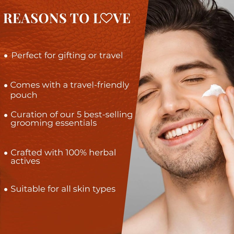 Just Herbs مجموعة العناية بالوجه من Just Herbs لمدة 7 أيام - مجموعة أساسية للعناية بالبشرة مع غسول الوجه، جل الوجه بالعسل، جل التقشير بالعسل، كريم التدليك العشبي، وجل مضاد للبقع - مثالية للهدايا، مجموعة سفر للرجال - Image 3