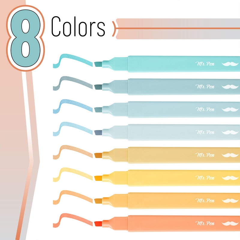Mr. Pen- Aesthetic Highlighters, 8 pcs, Chisel Tip, Pastel Colors, Cute Highlighters Assorted Colors - Image 2