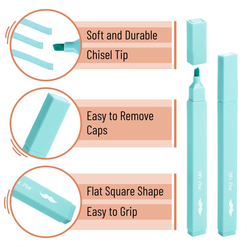 Mr. Pen- Aesthetic Highlighters, 8 pcs, Chisel Tip, Pastel Colors, Cute Highlighters Assorted Colors - Image 3