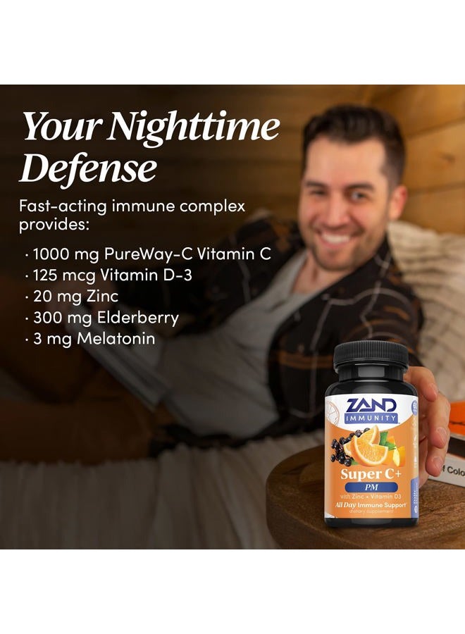 Zand Immunity Super C+ PM, Nighttime Immune Support Plus Melatonin, 1000mg PureWay-C Vitamin C, Zinc, D3 & Elderberry, Enhanced Absorption - 60 Tablets, 30 Servings - Image 4